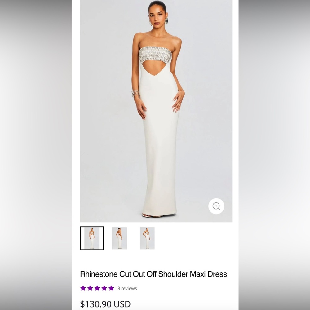 Elegant White Sleeveless Plunge Neck Gown